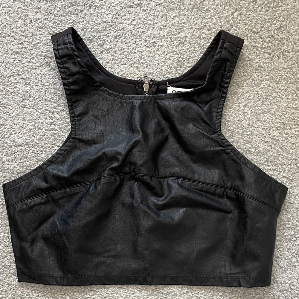 LF Black Faux Leather Tank Top